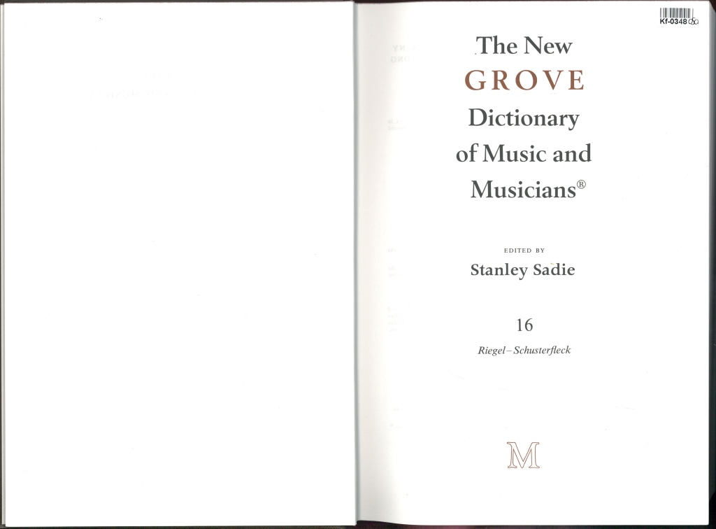 The New Grove Dictionary of Music and Musicians 16.