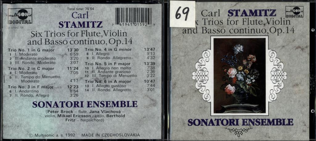 Carl Stamitz Six trios for flute, violin and basso continuo, Op. 14