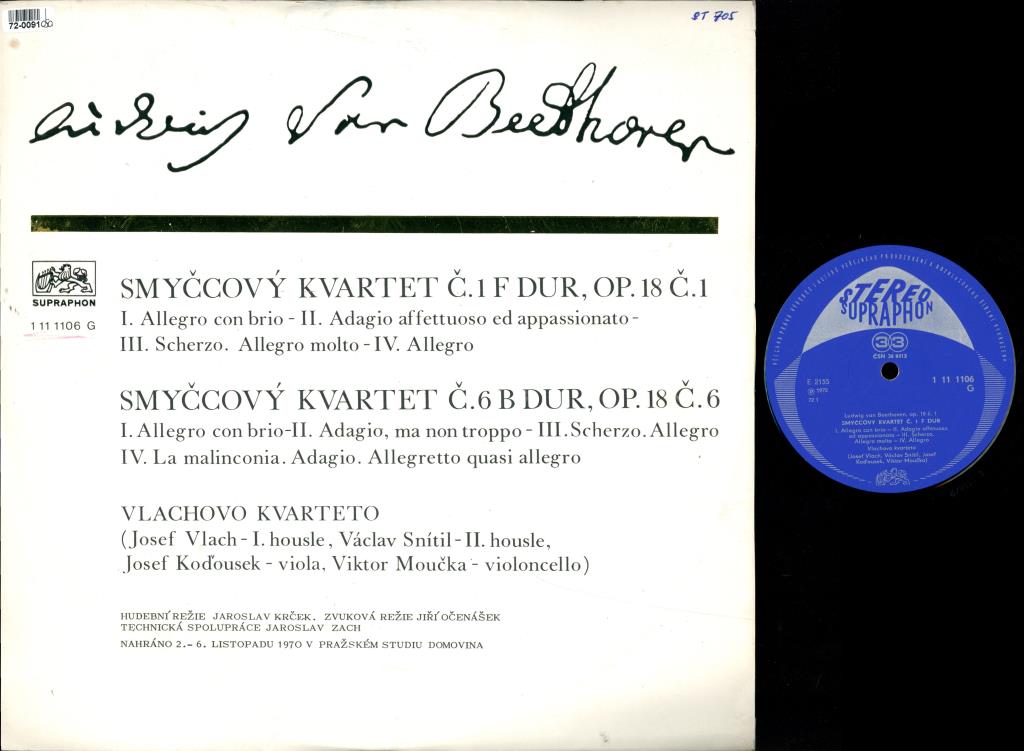 Smyčcový Kvartet C.1 F Dur, Op. 18 C.1 /  Smyčcový Kvartet C.6 B Dur, Op. 18 C.6 - Ludwig Van Beethoven