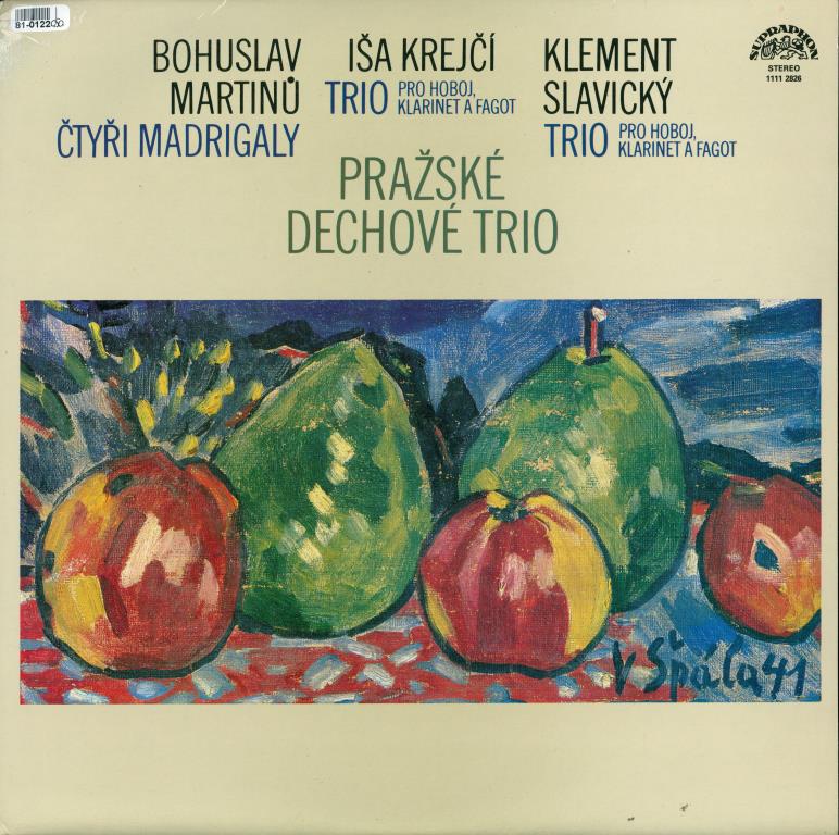 Bohuslav Martinů - Čtyři madrigaly, Iša Krejčí - Trio pro hoboj, klarinet a fagot, Klement Slavický - Trio pro hoboj, klarinet a fagot