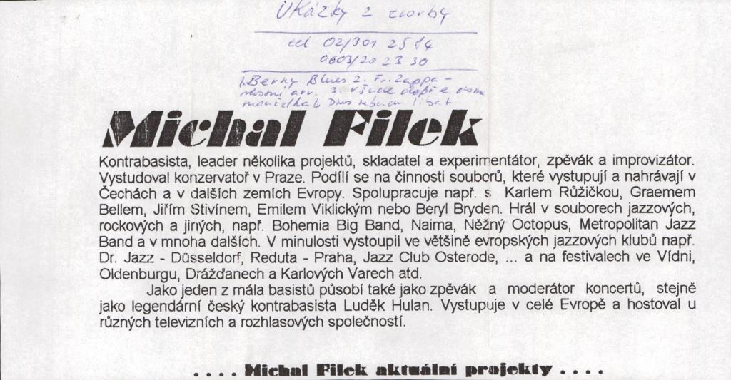 Michal Filek aktuální projekty