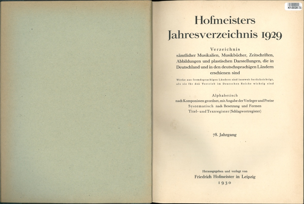 Hofmeisters Jahresverzeichnis 1929
