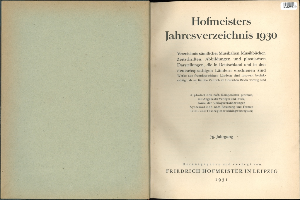 Hofmeisters Jahresverzeichnis 1930