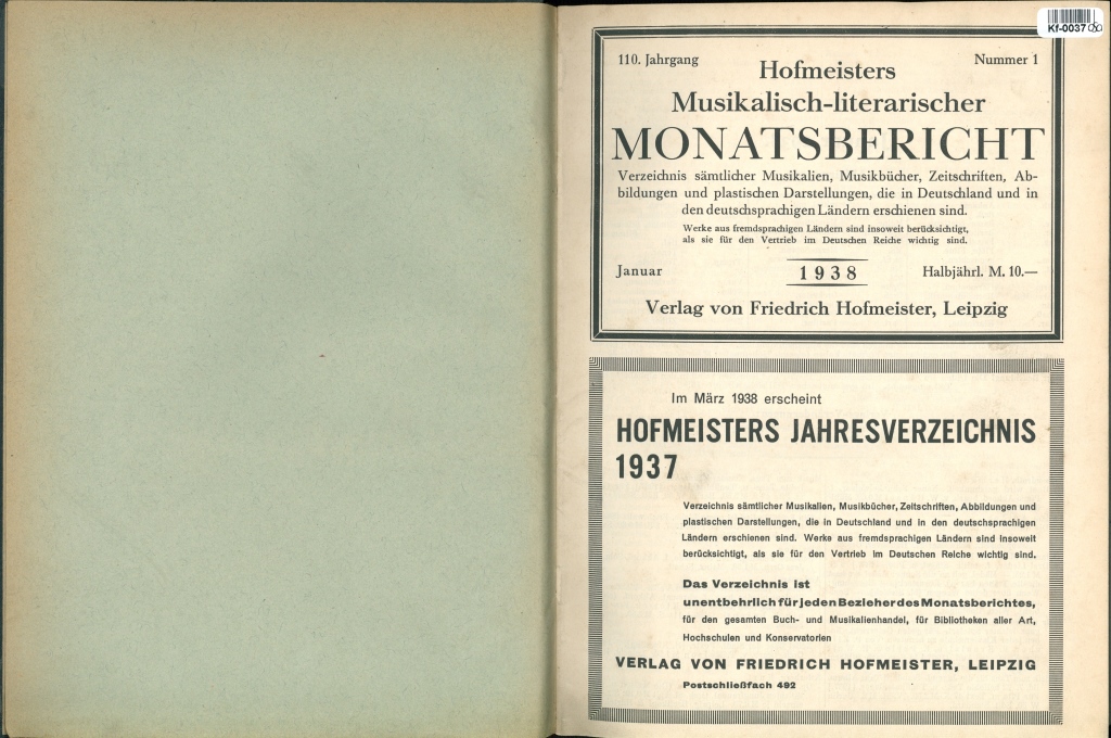Hofmeisters Musikalisch-literarischer Monatsbericht