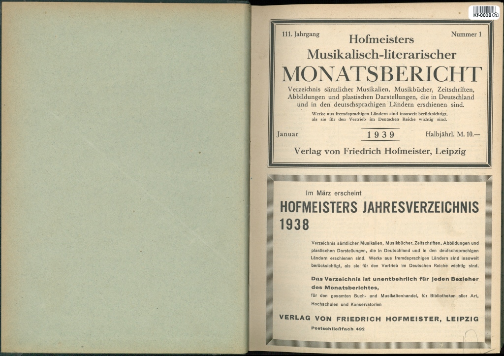 Hofmeisters Musikalisch-literarischer Monatsbericht