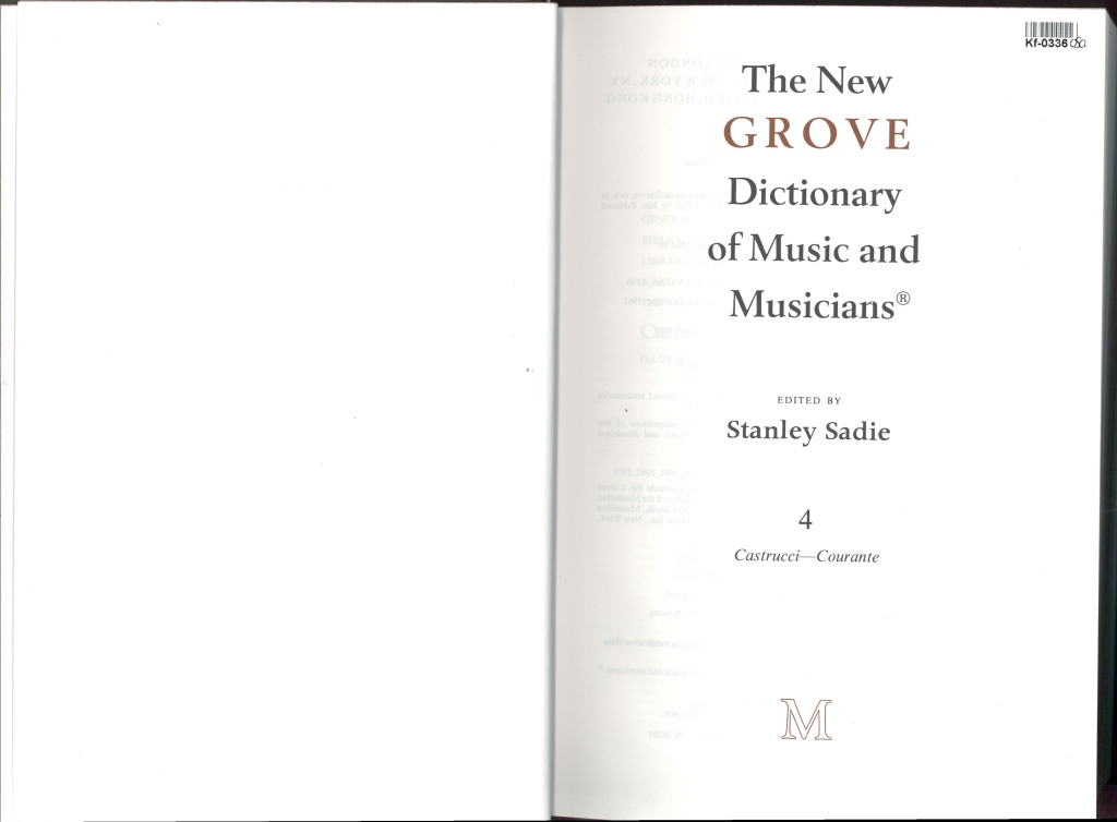 The New Grove Dictionary of Music and Musicians 4.