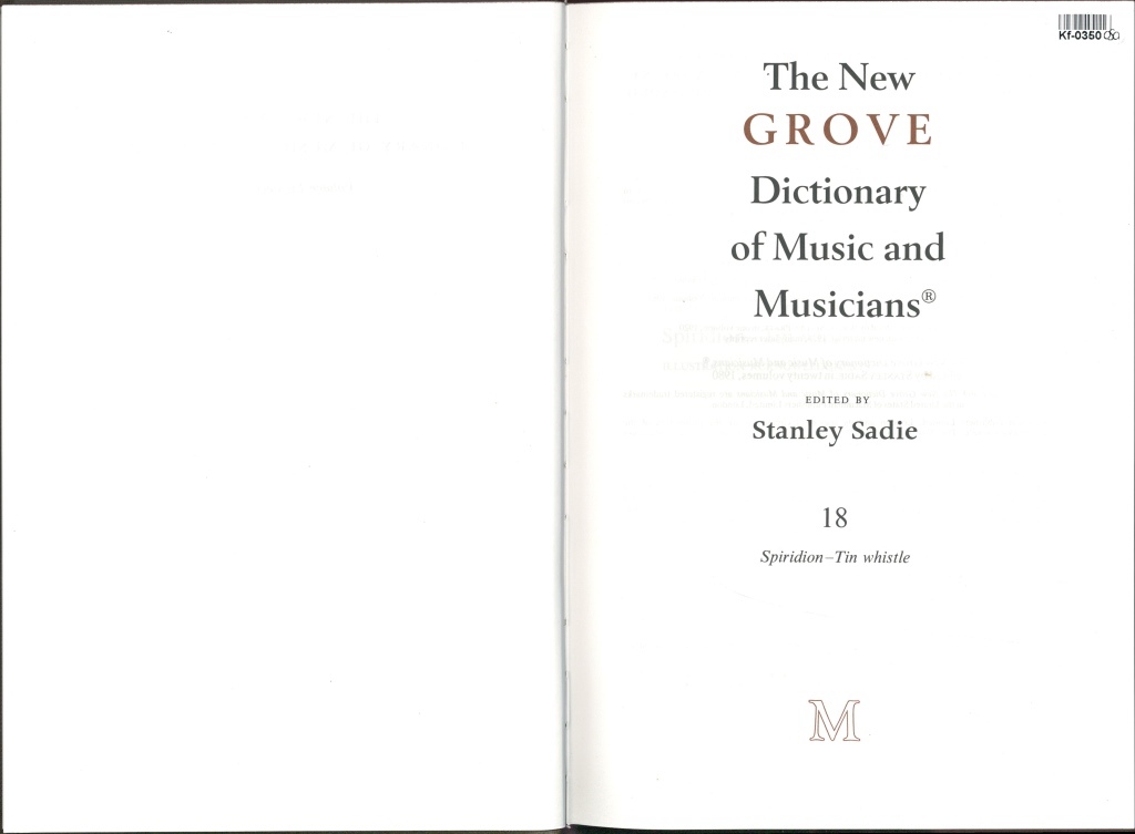The New Grove Dictionary of Music and Musicians 18.