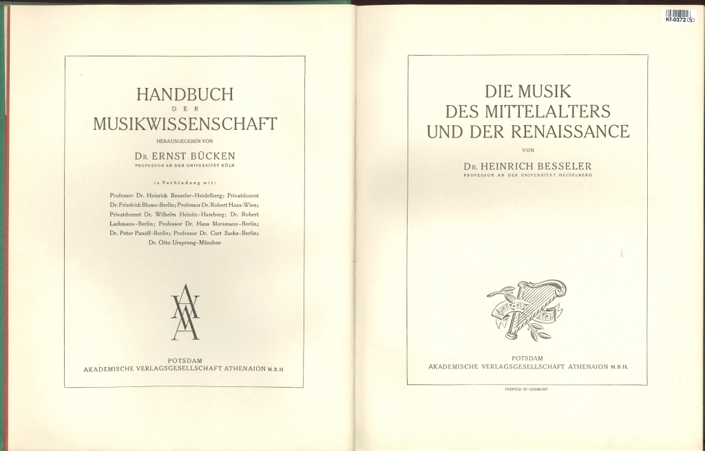 Handbuch der Musikwissenschaft - Die Musik des Mittelalters und der Renaissance
