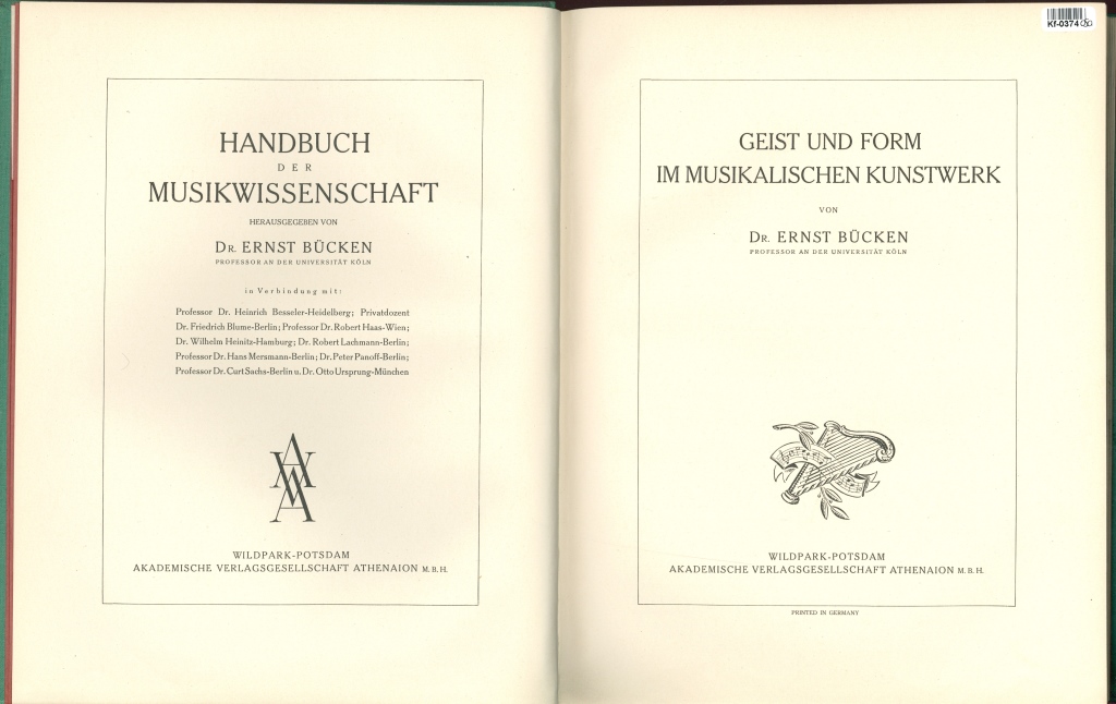 Handbuch der Musikwissenschaft - Geist und form im Musikalischen Kunstwerk