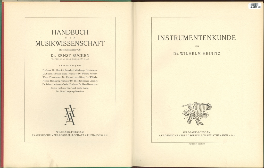 Handbuch der Musikwissenschaft - Instrumentenkunde