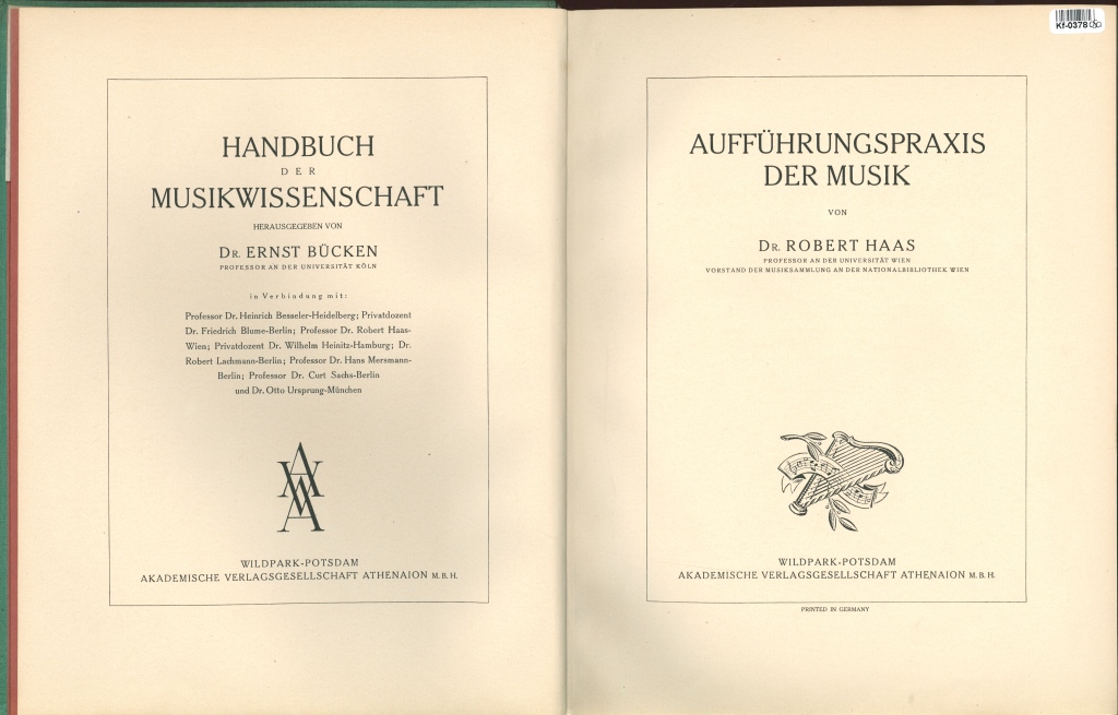 Handbuch der Musikwissenschaft - Aufführungspraxis der Musik