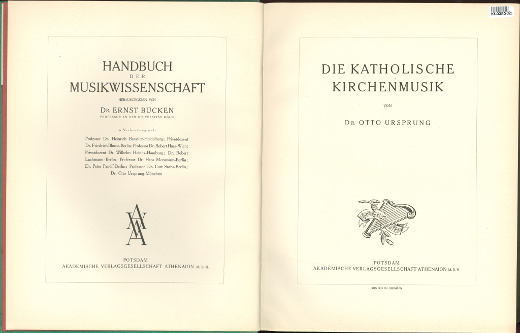 Handbuch der Musikwissenschaft - Die katholische Kirchenmusik