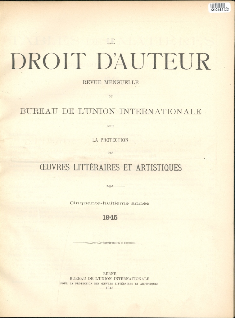 Le Droit d'Auteur