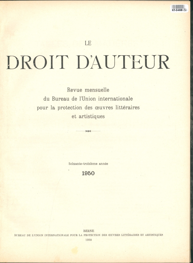 Le Droit d'Auteur