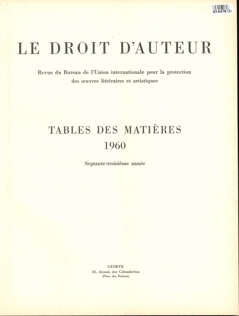 Le Droit d'Auteur