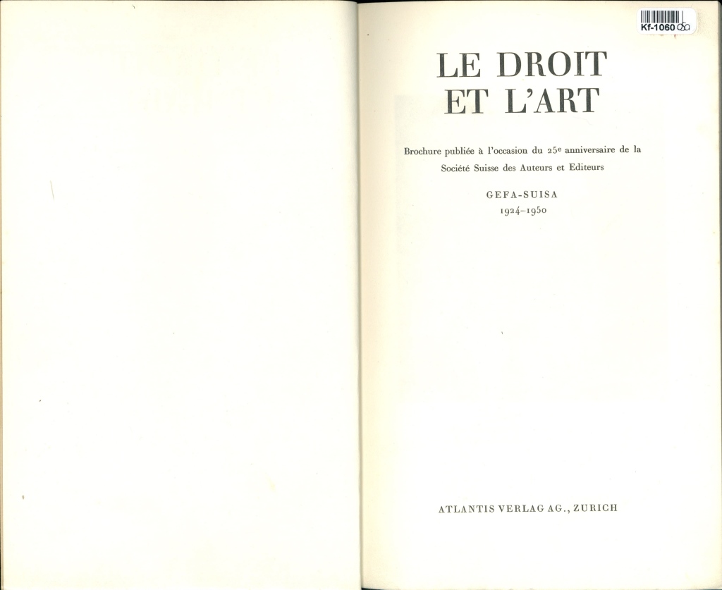 Le Droit et L'art (1924 - 1950)
