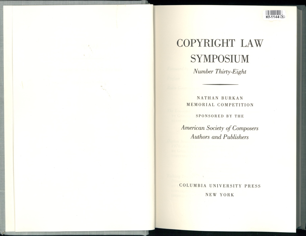 Copyright law symposium - Number thirty-eight