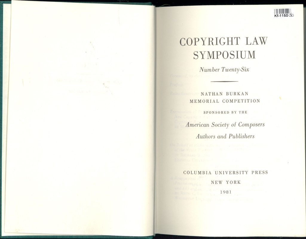 Copyright law symposium - Number twenty-six