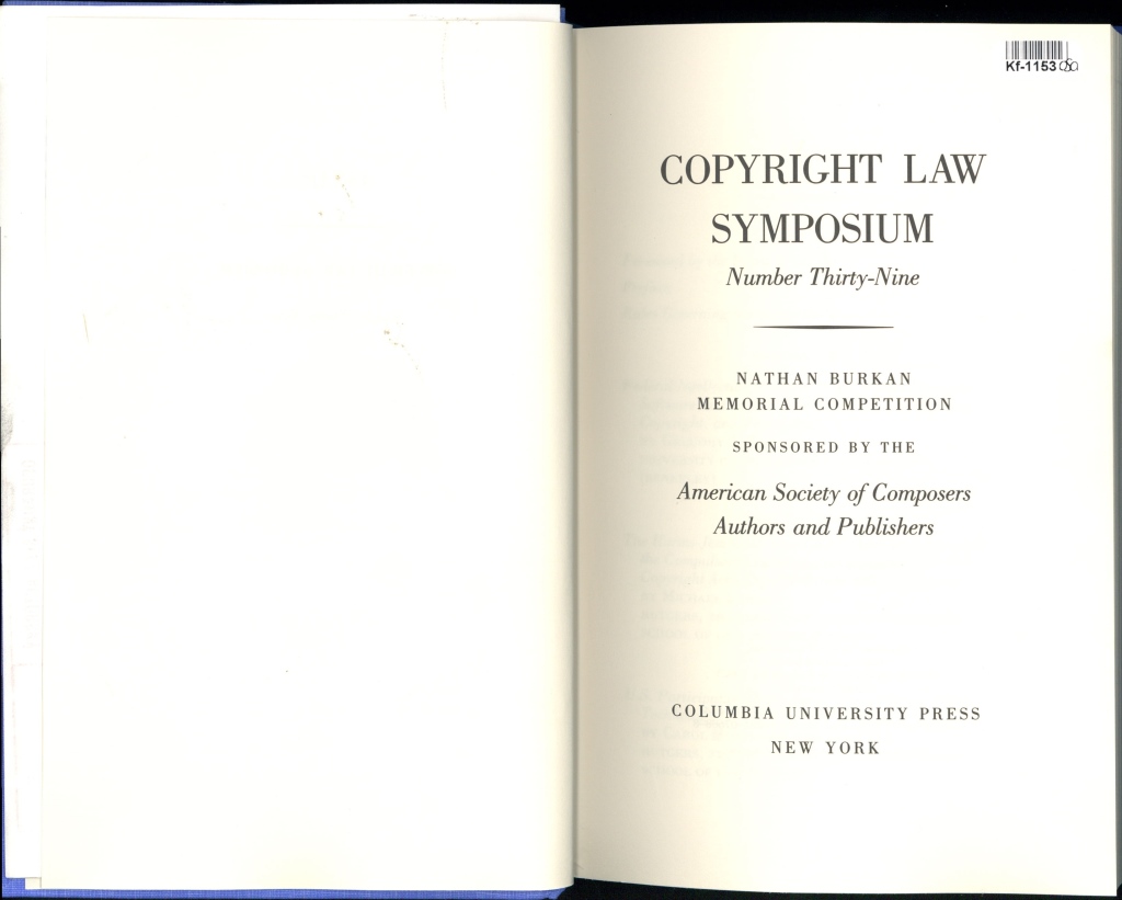 Copyright law symposium - Number thirty-nine