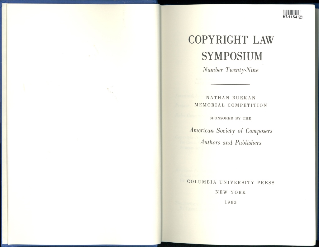 Copyright law symposium - Number twenty-nine