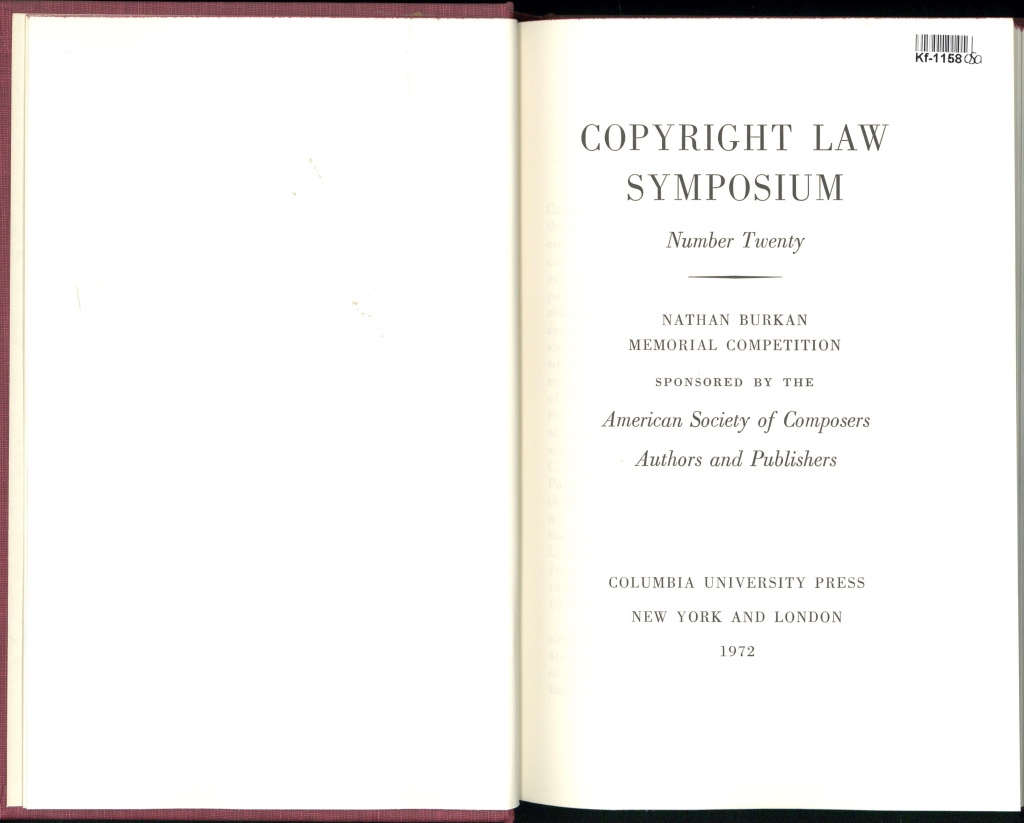 Copyright law symposium - Number twenty