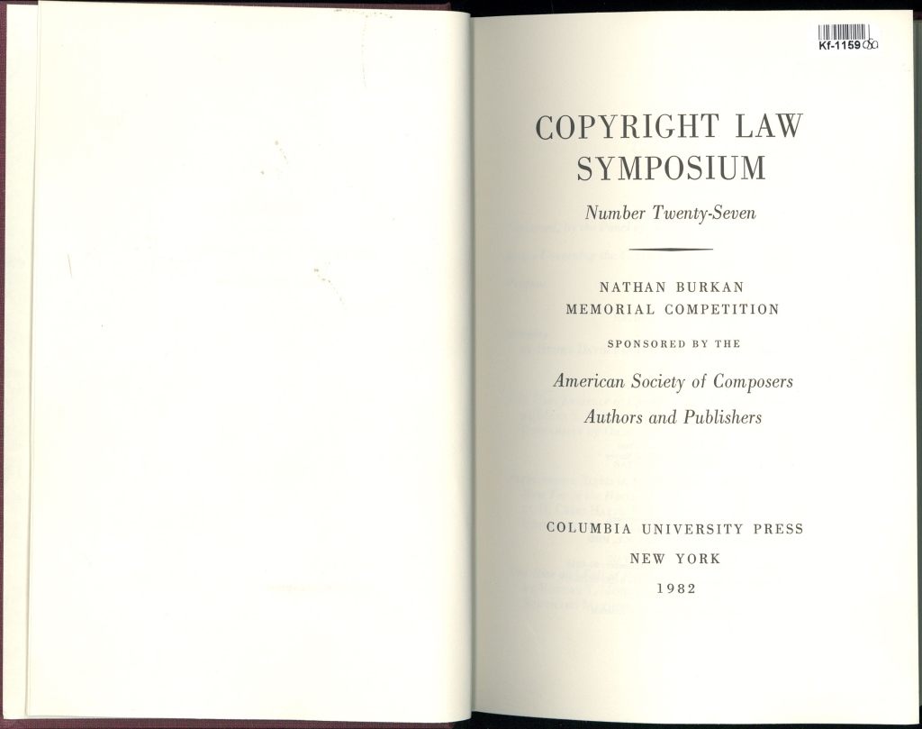Copyright law symposium - Number twenty-seven