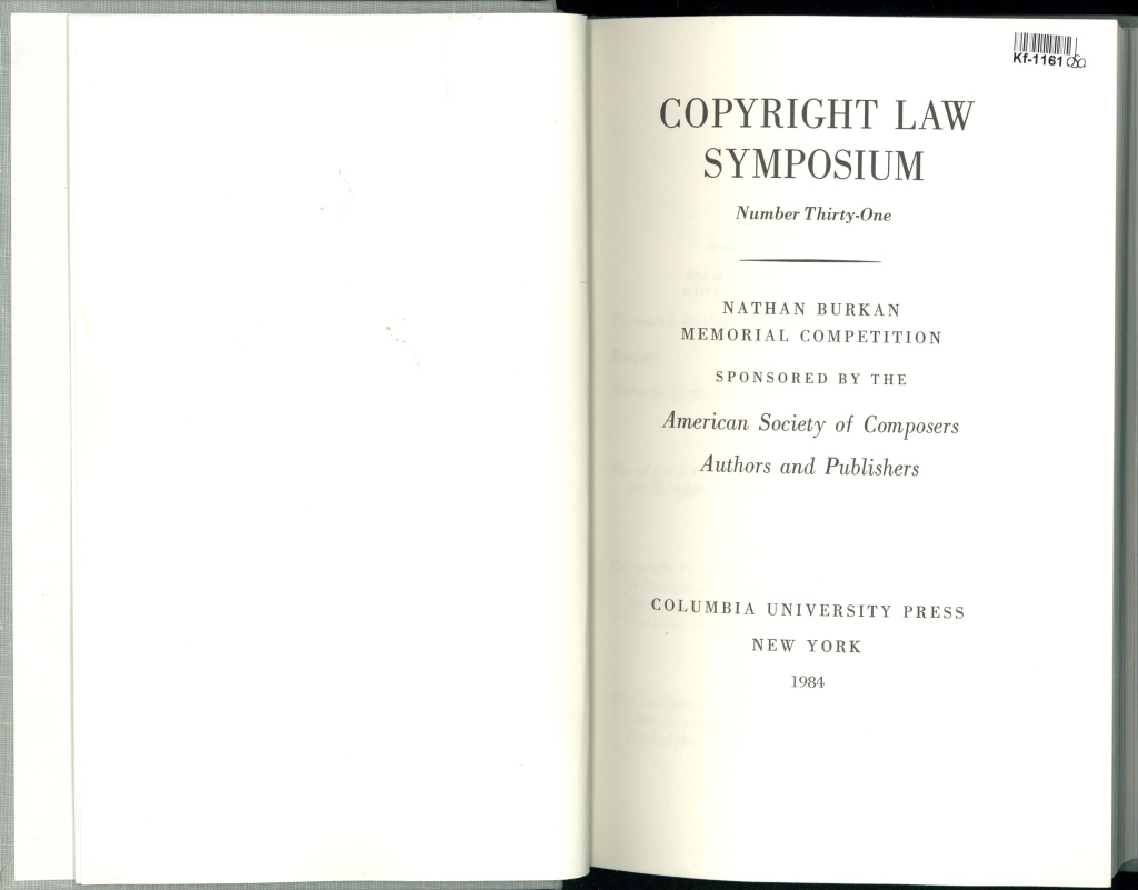 Copyright law symposium - Number thirty-one