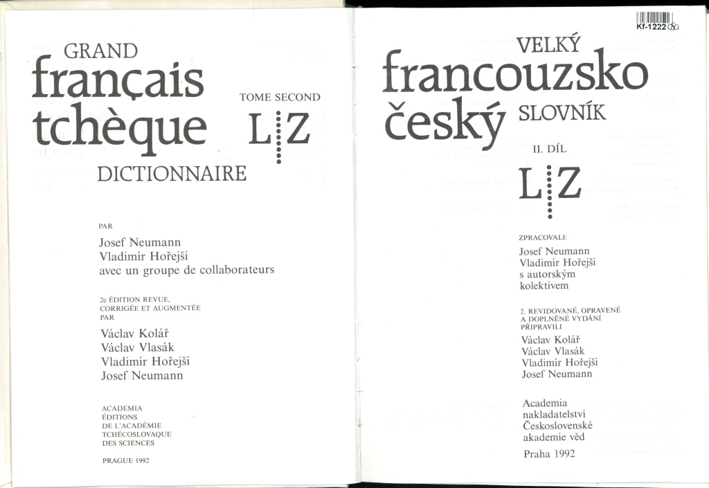 Velký francouzsko český slovník - II. díl - L - Z