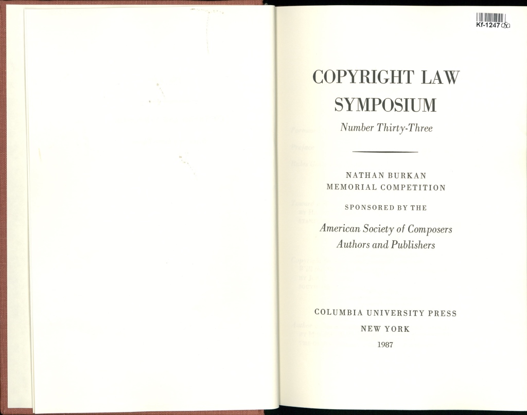 Copyright law symposium - Number thirty-three