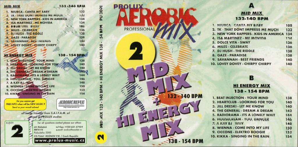 Aerobic mix 2, Mid mix, Hi energy mix; 