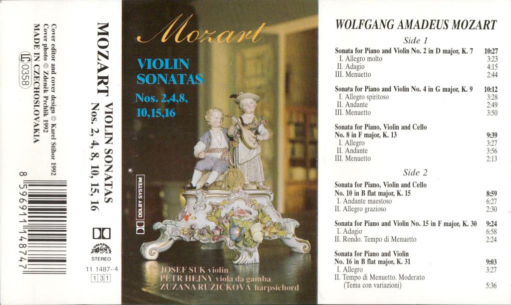 Mozart violin sonatas nos. 2, 4, 8, 10, 15, 16; 