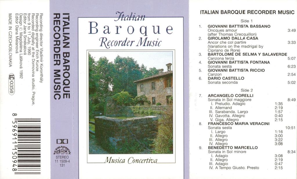 Italian baroque recorder music; 