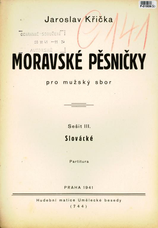 Moravské pěsničky pro mužský sbor - sešit III.