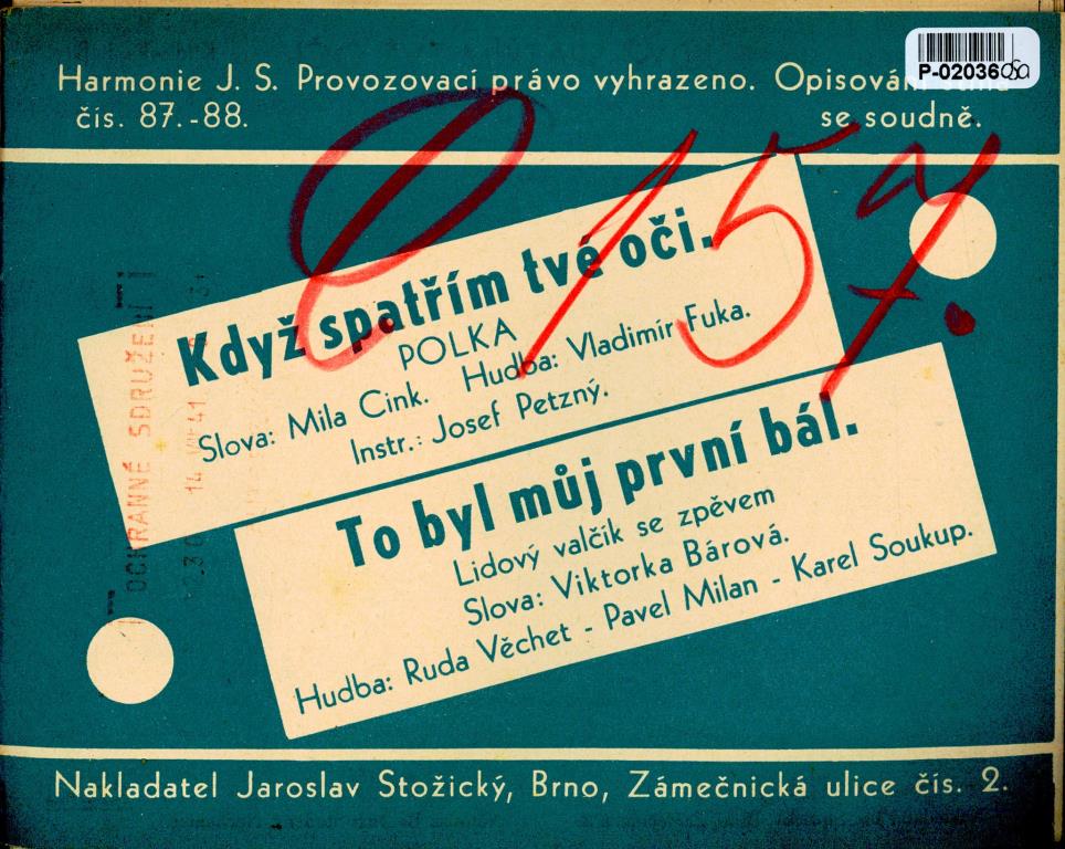 Harmonie J .S. č. 87.- 88. - Když spatřím tvé oči, To byl můj první bál