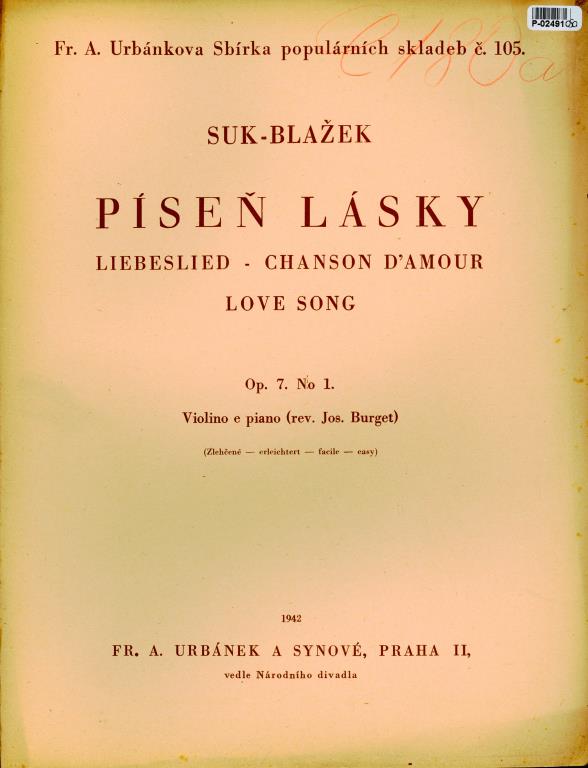 Sbírka populárních skladeb č. 105 - Píseň lásky