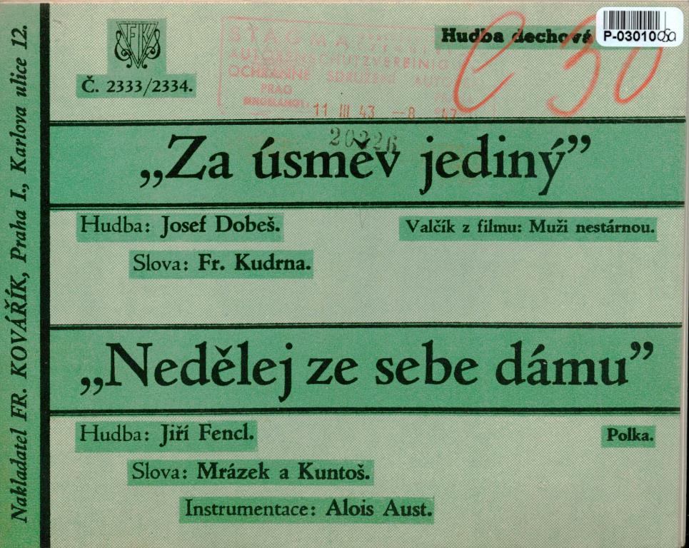 Hudba dechová č. 2333/2334 - Za úsměv jediný, Nedělej ze sebe dámu