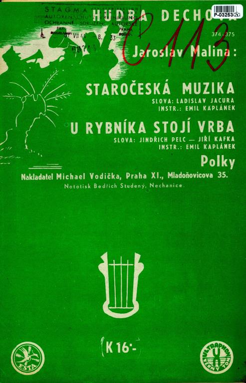 Hudba dechová 374 - 375 - Staročeská muzika, U rybníka stojí vrba