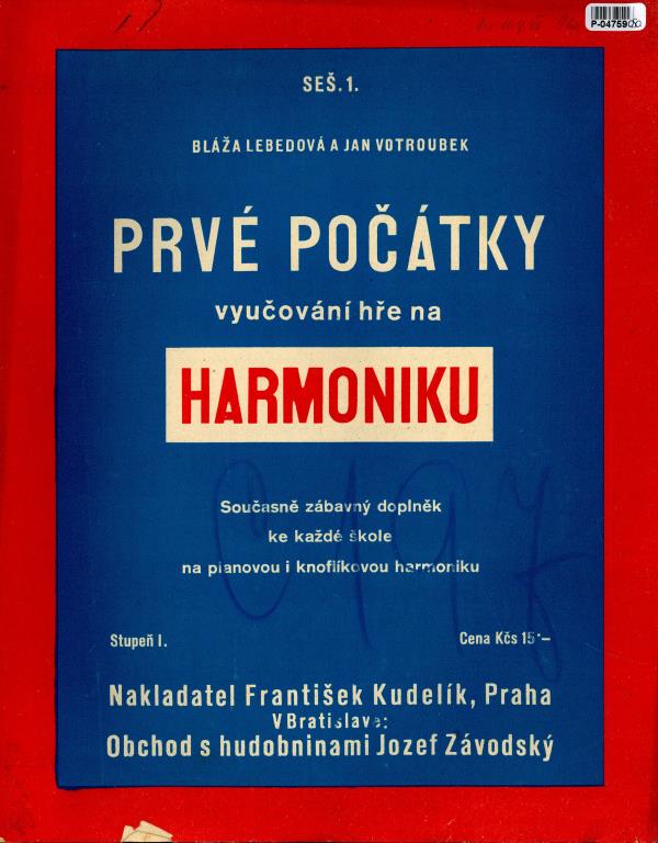 Prvé počátky vyučování hře na harmoniku - sešit 1