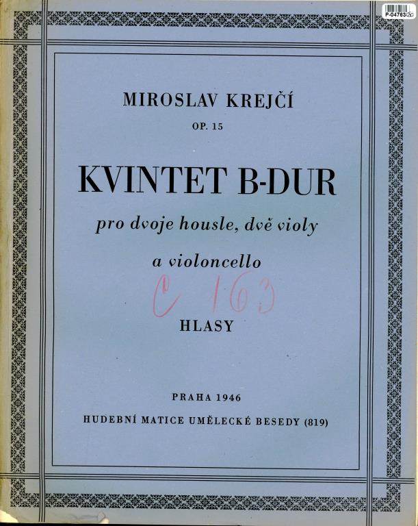 Kvintet B-dur pro dvoje housle, dvě violy a violoncello