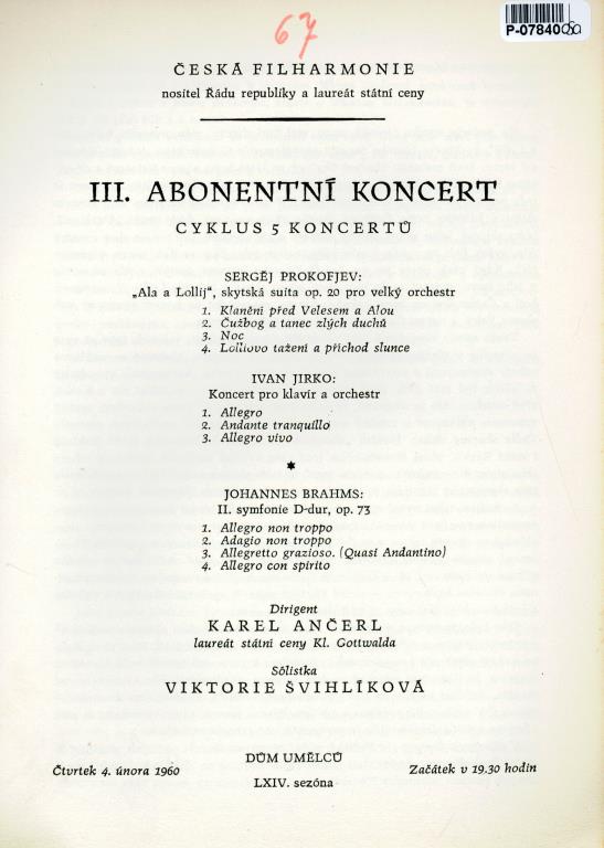 Česká filharmonie - III. Abonentní koncert