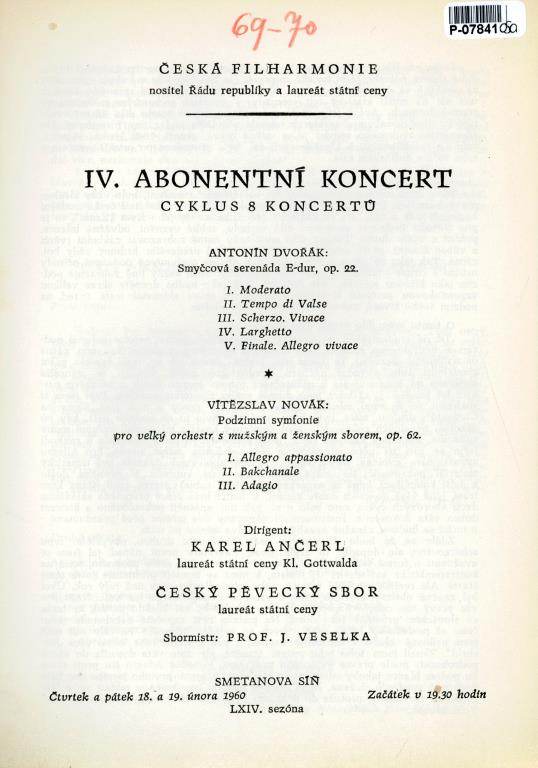 Česká filharmonie - IV. Abonentní koncert