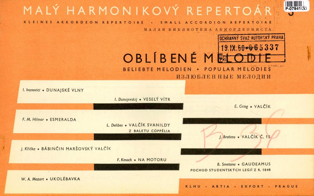 Malý harmonikový repertoár - oblíbené melodie