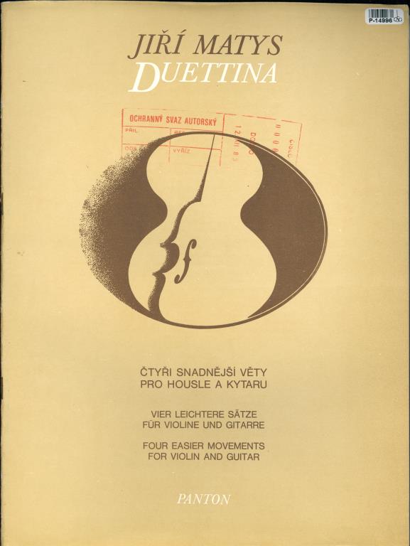 Duettina - Čtyři snadnější věty pro housle a kytaru