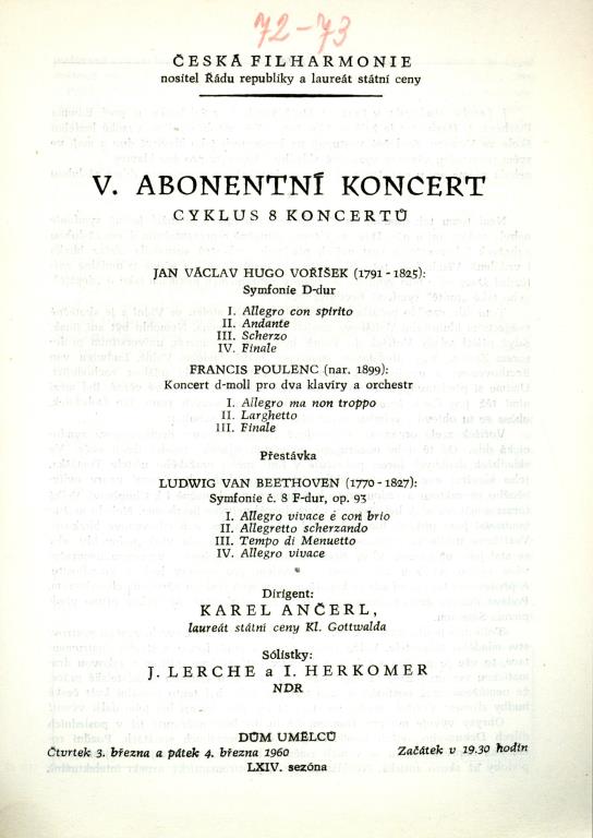 Česká filharmonie - V. Abonentní koncert