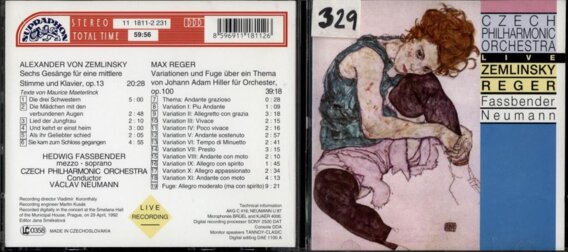 Zemlinsky - Sechs Geasänge für eine mittlere Stimme und Klavier, op. 13, Reger - Variationen und Fuge über ein Thema von Johann Adam Hiller für Orchester