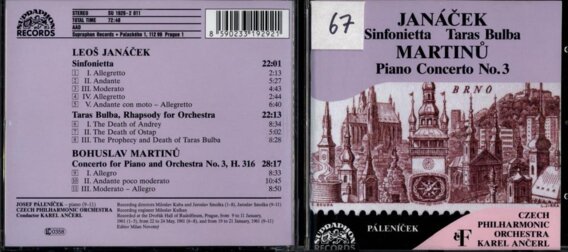 Janáček - Sinfonietta, Taras Bulba, Martinů - Piano concerto No. 3