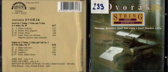 Dvořák - String sextet quintet No. 3