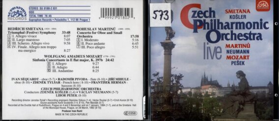 Smetana - Triumphal symphony, Martinů - Concerto fo oboe and small orchestra, Mozart - Sinfonia cocnertante in E flat major