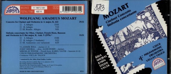 Mozart - Clarinet concerto, Sinfonia concertante