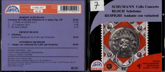 Schuman - Cello concerto, Bloch - Schelomo, Respighi - Adante con variazioni